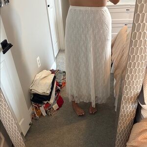 See You Monday White Lace Maxi Skirt
